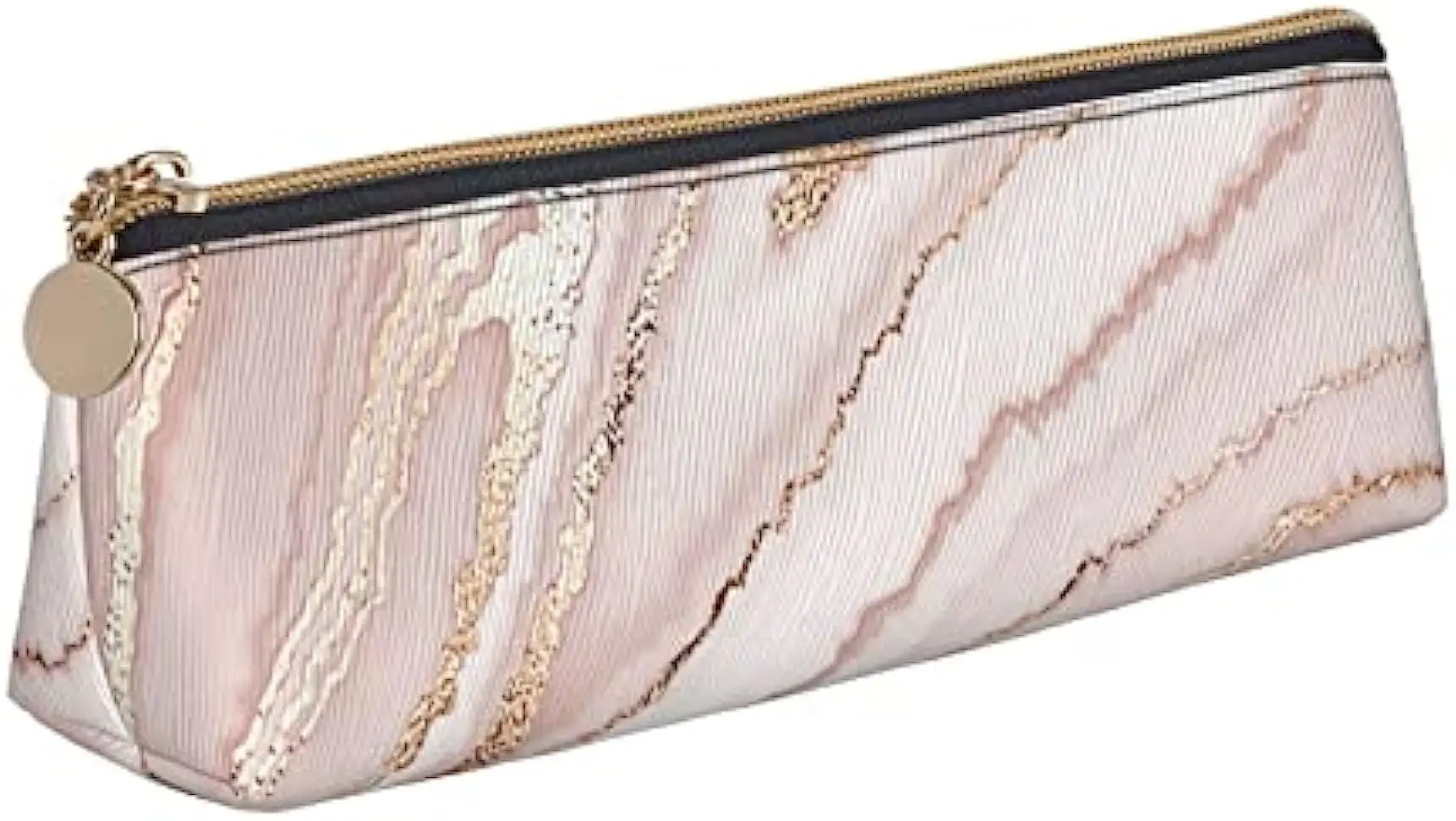 Pink Rose Gold Marble Pencil Case Women Pen Pouch Simple Carrying Box for Adult With Smooth Zipper Durable Lightweight