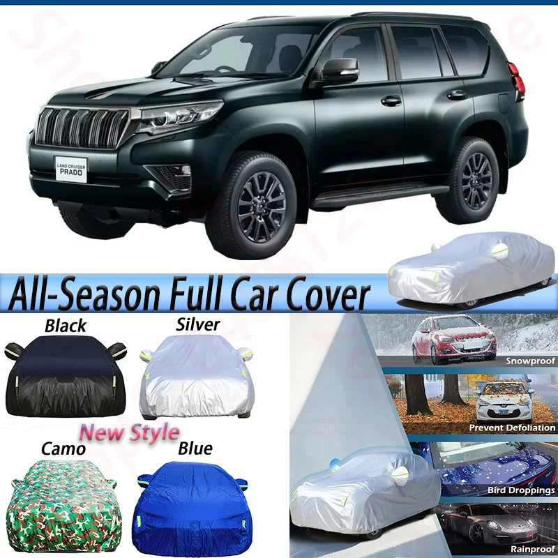 

Black Full Car Cover For Toyota Land Cruiser Prado 2002-2025 Waterproof SUV Anti-UV Sun Shade Snow Rain Wind Protection Cover