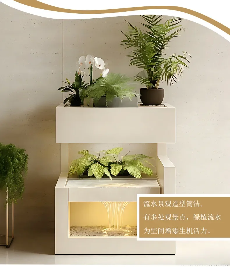 Multi-layer floor-to-ceiling integrated water feature ornament, living room office LED light self-circulation