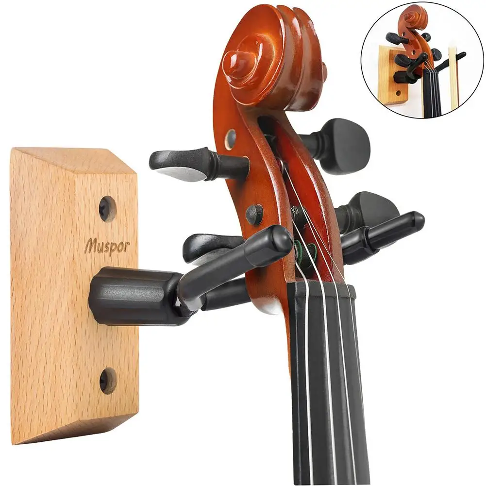 

Muspor Violin Hanger Wall Mount Musical Instruments Wall Hook Hanger Wood Base Metal Violas Wall Hanger Violin Hook Dropship