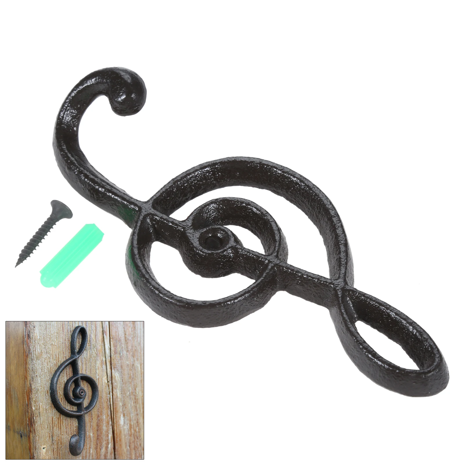 1set Music Note Shape Iron Hook Wall Hanger Unique Home Creative Decor Vintage Kitchen Bathroom Coats/towel/Key/Hat/Bag 16cm