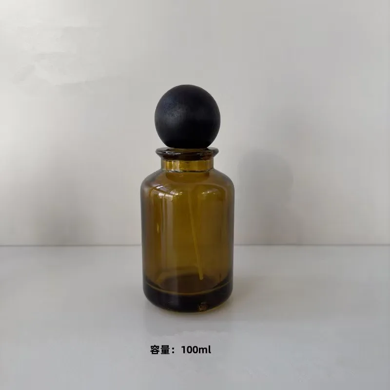 100pcs100ml Brown Empty Glass Perfume Bottle With Black Wood Cap Bayonet Bottle Shipping to Netherlands