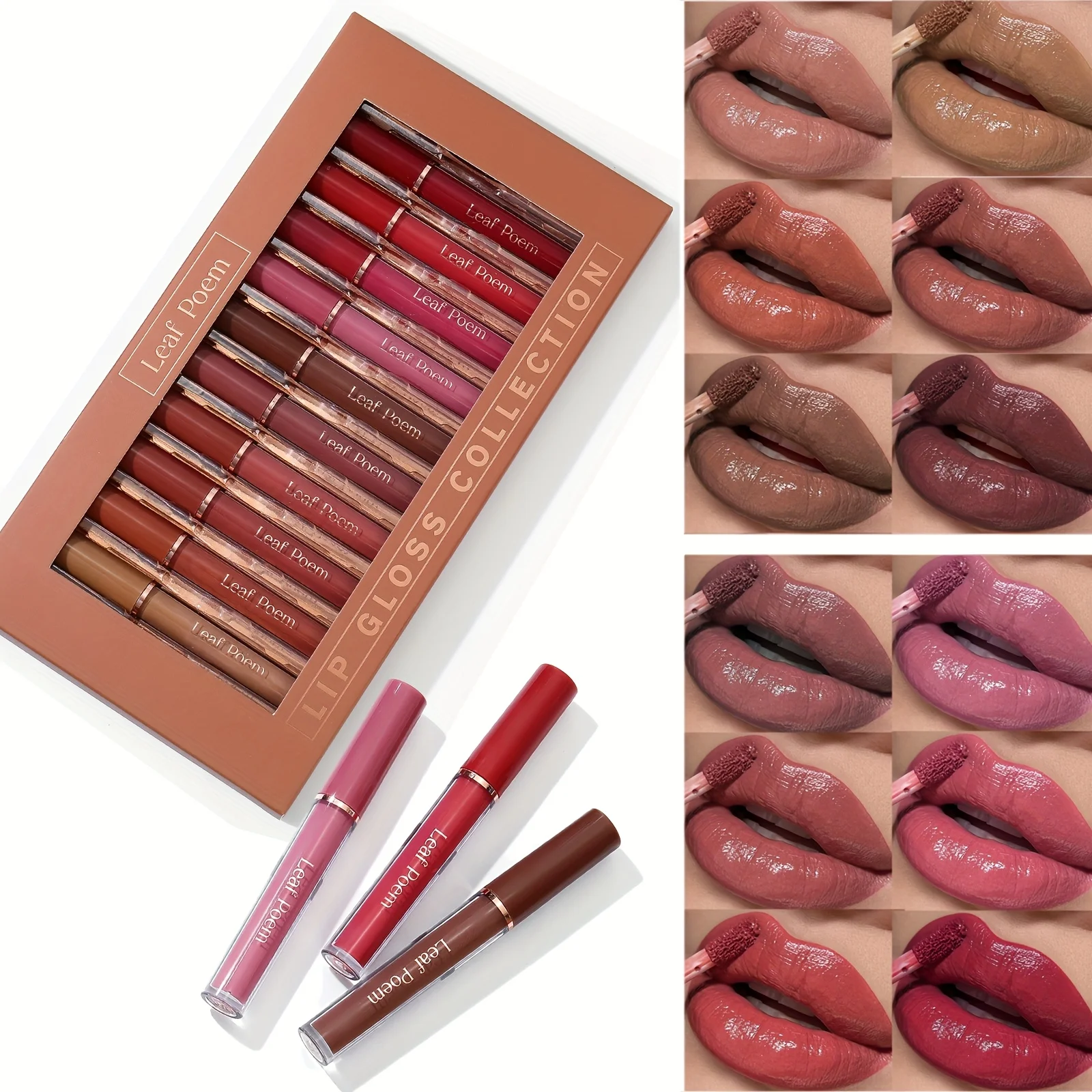 12-piece lip color set - highly pigmented, waterproof, moisturizing, perfect gift for the holidays