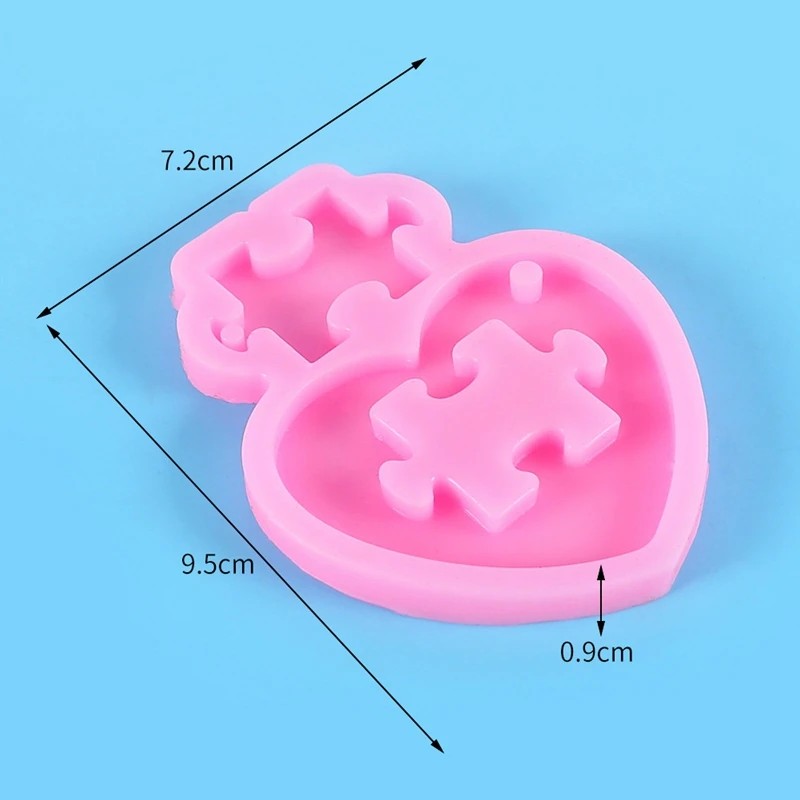 Molde de fundición de resina de rompecabezas de amor, colgante de rompecabezas de corazón, llavero, molde de silicona, rompecabezas de resina epoxi, herramientas de bricolaje