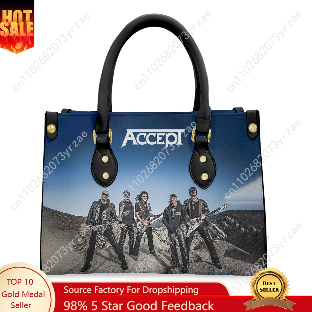 

Accept Band Tote Bag Purse Mens Womens High Quality Personalized Image Text PU Commuter Leather Handbag Custom Made Gift Bags