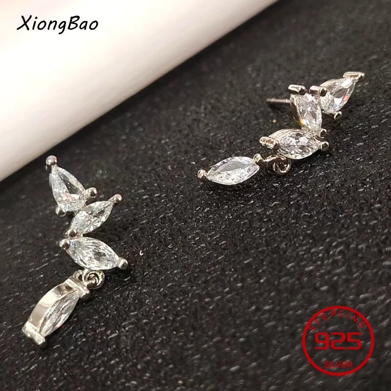 

Сверкающие серьги с цирконами в форме листьев для женщин, свадебные украшения, бриллиантовые серьги, ювелирные изделия 2026 года, высочайшее качество, элегантные, из настоящего серебра 925 пробы