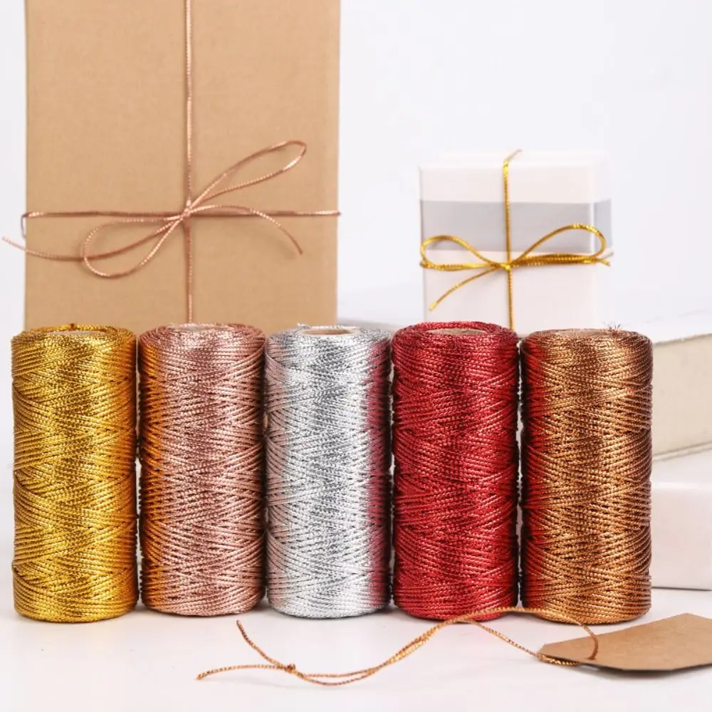 New 1.5mm Christmas Gift Packaging String Thread Cord DIY Bracelet Gold Silver Cord Home Decor 100m Rope Jewelry Making Lanyard