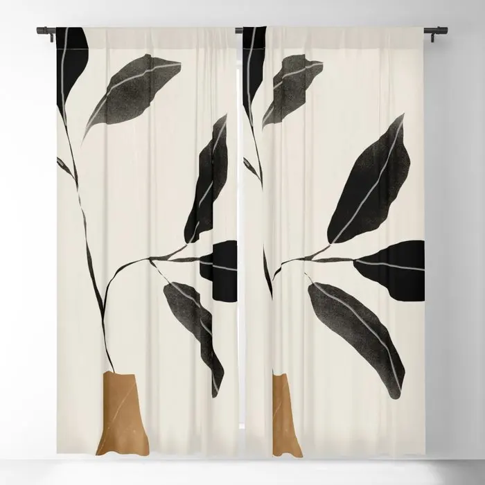 Minimal Plant 6 Blackout Curtains 3D Print Window Curtains For Bedroom Living Room Decor Window Treatments