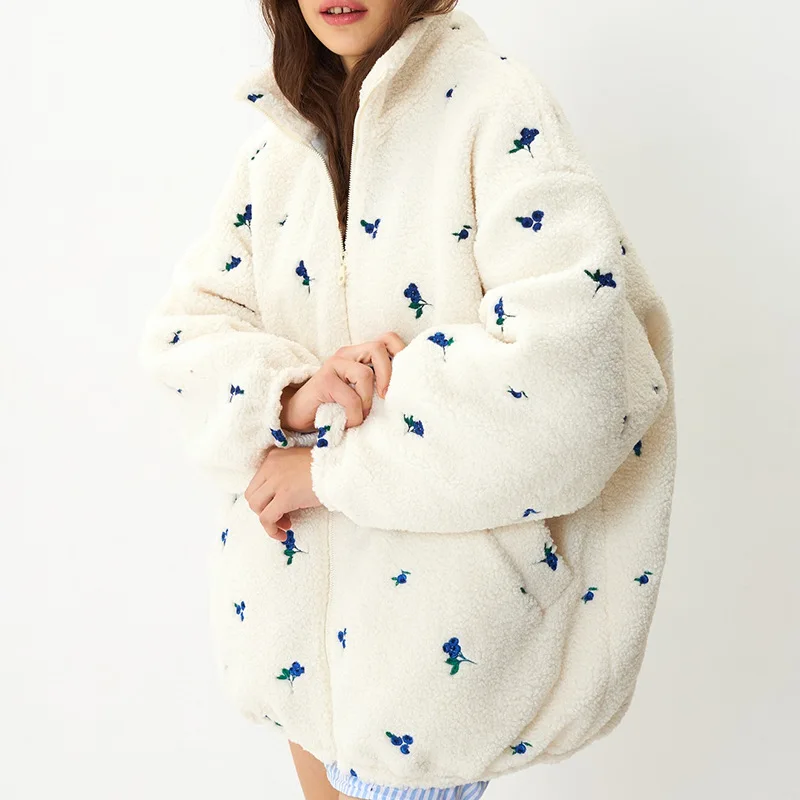 

Women's clothing 2025 winter new fashion sweet loose imitation lamb wool long sleeved thick coat top