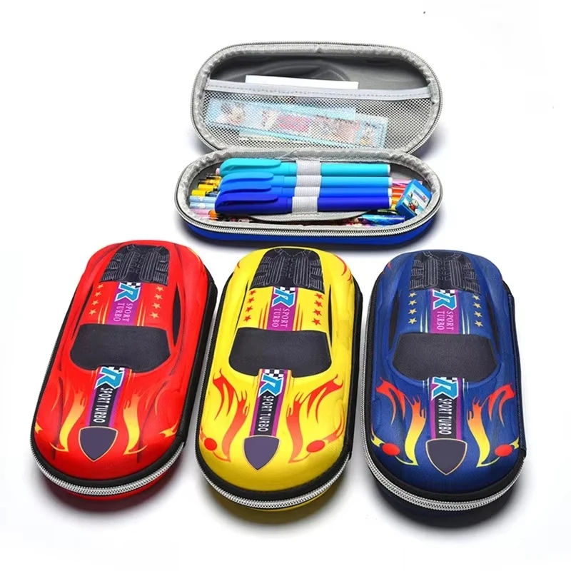 3D Racing Auto Bleistift Fällen Cartoons Schule Bleistift Fall Für Kinder Schreibwaren Box EVA PU Kunststoff Stift Fall Boyut Tasche