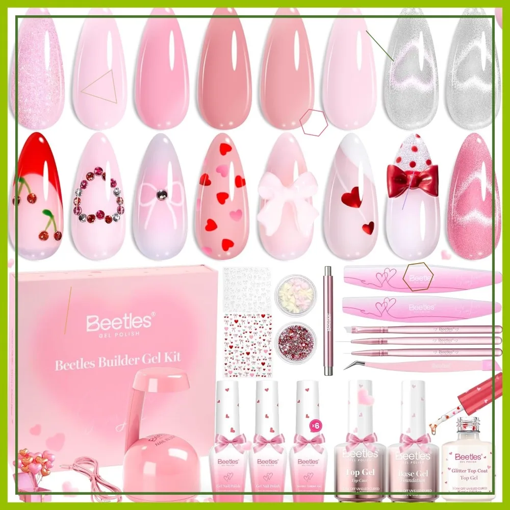 

Набор для маникюра DIY к Дню святого Валентина с мини-лампой, розовый гель для наращивания и укрепления ногтей в домашних условиях