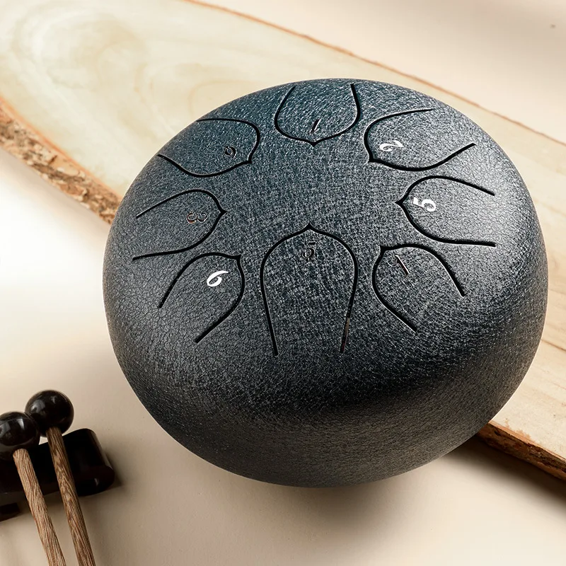 HLURU 6 Inch 8 Notes Steel Tongue Drum Glucophone Music Drum C Tone Ethereal Drum  Yoga Meditation Percussion Instrument