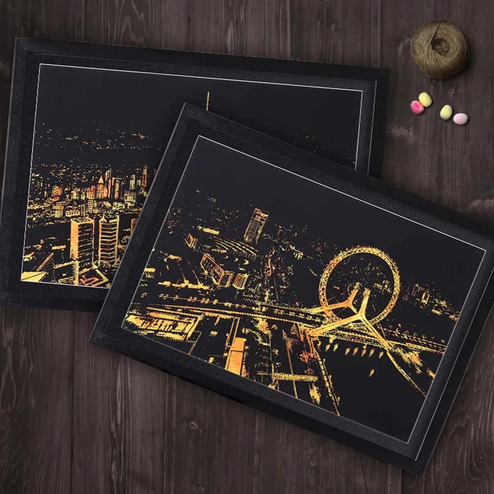 

1 шт. Винтажная креативная декоративная настольная фоторамка с рисунком ночного пейзажа для украшения дома и офиса