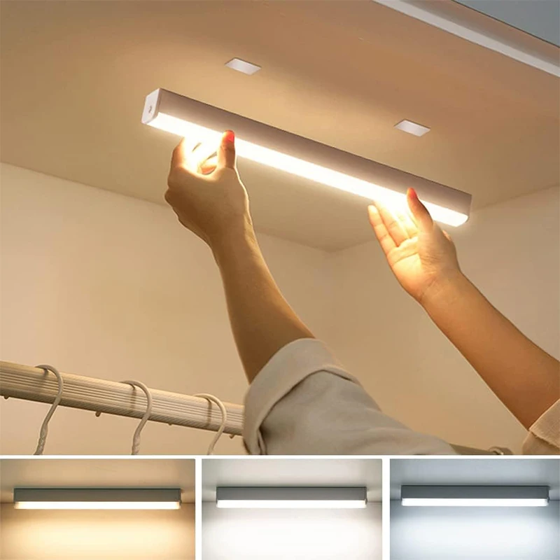 

Motion Sensor Light Indoor, Wireless Under Cabinet Lighting, Rechargeable Closet Lights, Dimmable, 3 Color Temperatures