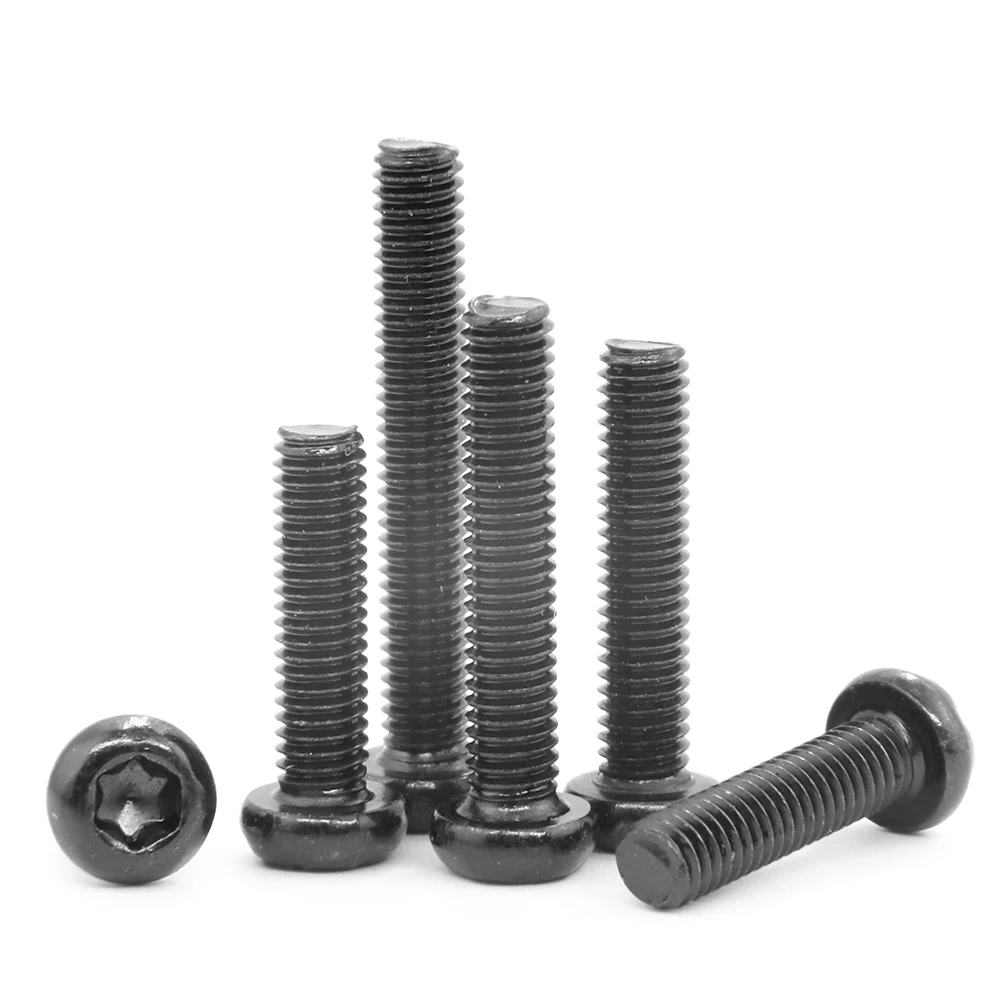 Six Lobe Pan Head Torx Screw 10.9 Grade Black Steel M2 M2.5 M3 M4 M6 Star Drive Torx Round Head Screw for Toy Aircraft Furniture