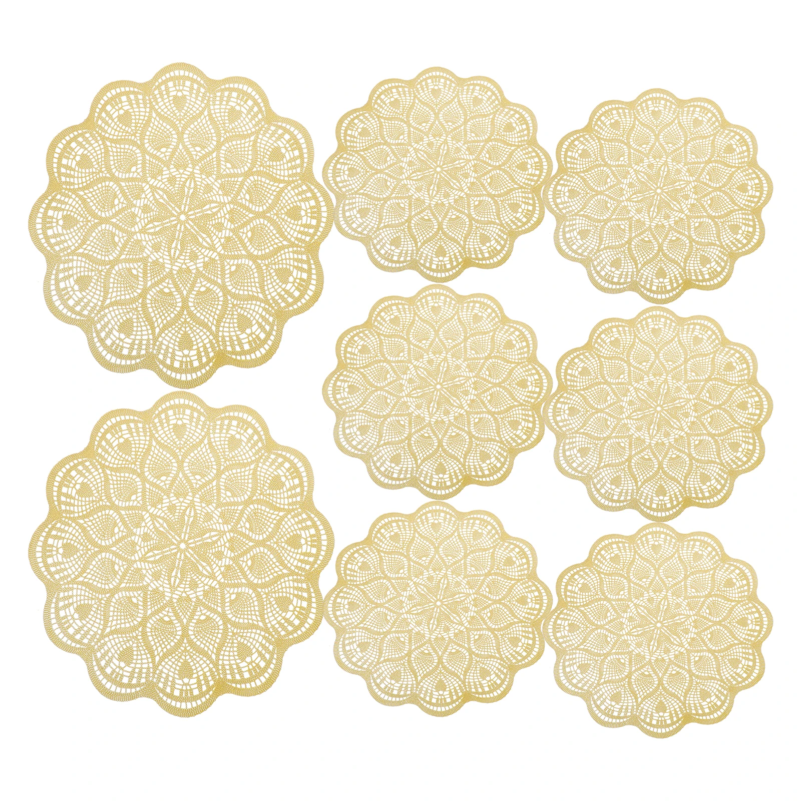 

8Pcs Round PVC Placemat Hollow Circle Design Fancy Table Mats Wedding Party Dining Table Decor Festive Tea Party Favors