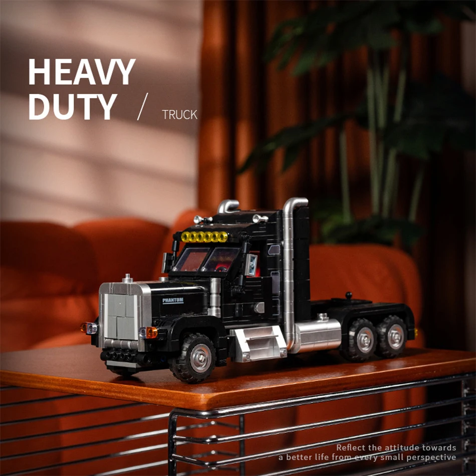 

MOC City American Heavy Duty Truck Tractor Car Model Building Blocks Speed Racer Large Trailer Vehicle Bricks Toys for Kids Gift