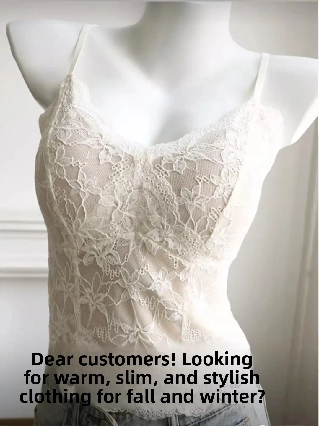 Sexy Lace Fishbone Vest Women's Inner Wear Outerwear Autumn Spring Thermal Top with Chest Pad Integrated Beautiful Back