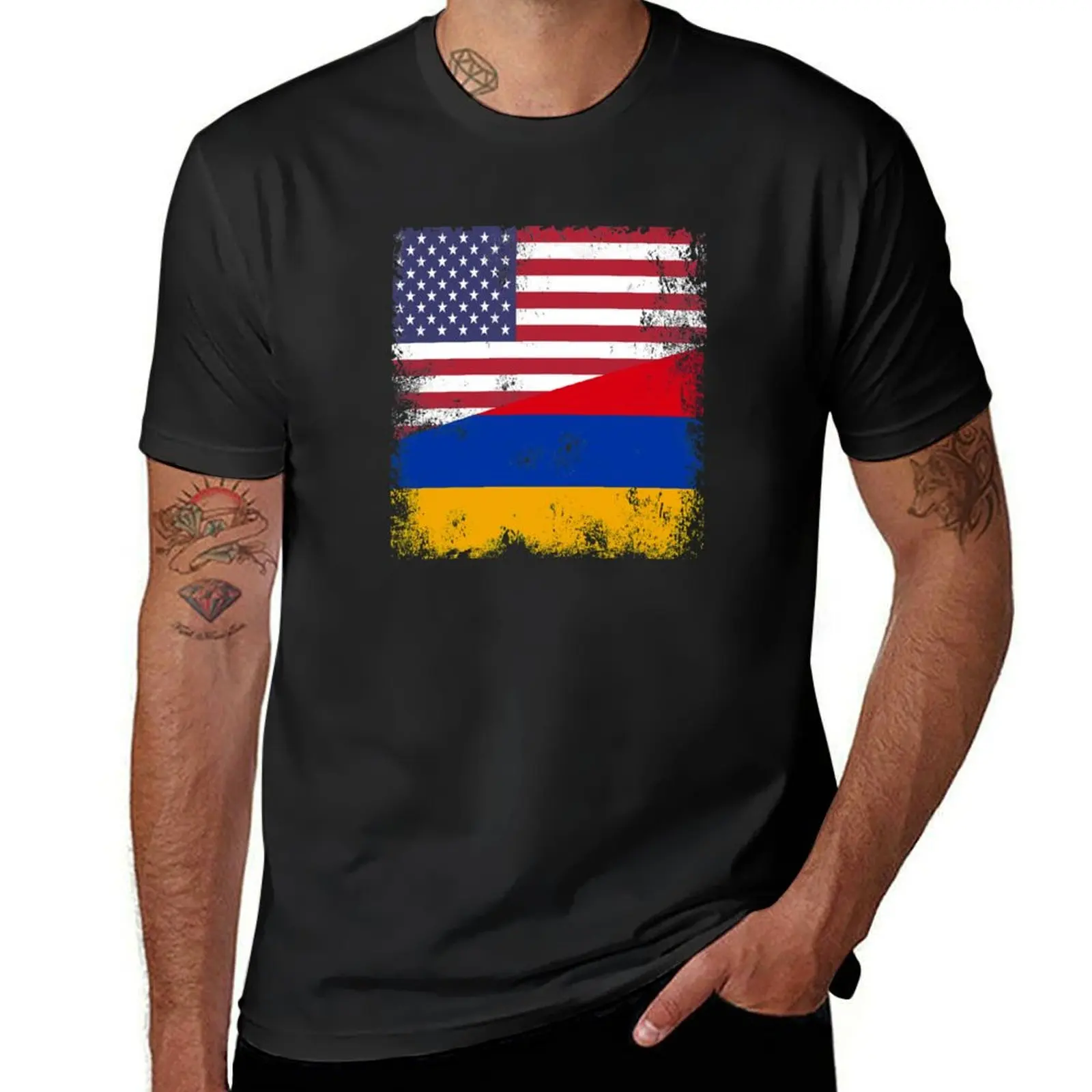 Half Armenian Flag Design | Vintage Armenia USA Gift T-Shirt hippie clothes vintage for a boy graphics workout shirts for men