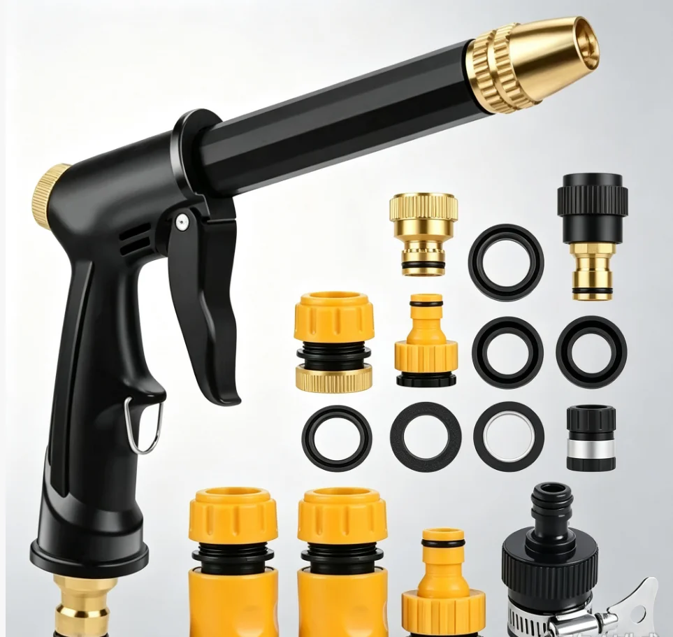 PressureFoam Car WashingGun with QuickAdapter Connector Multifunctional Garden Water SprinklerVehicle Cleaning Irrigation Nozzle