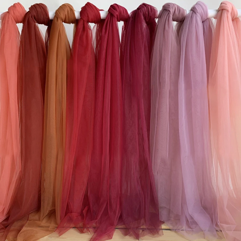 Red Burgundy Soft Tulle Fabric Wedding Celebration Curtain Clothing Rose Mesh Layout Chair Back Yarn Net DIY Sewing Material