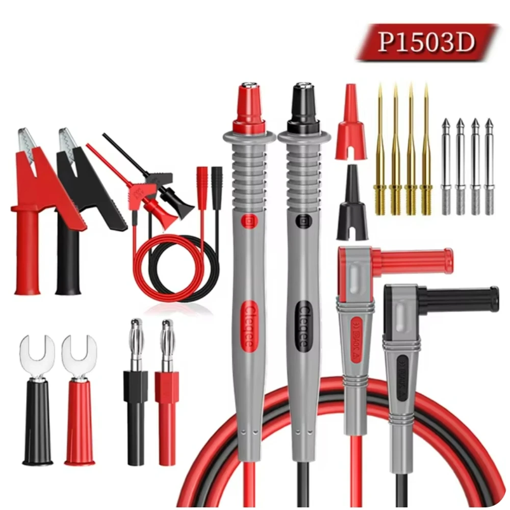 P1503 P1503B P1503D Serie Multimeter-Prüfleitungskit mit austauschbaren Nadelproben, 4mm Bananenstecker, Krokodilklemme, SMD-Testkabel