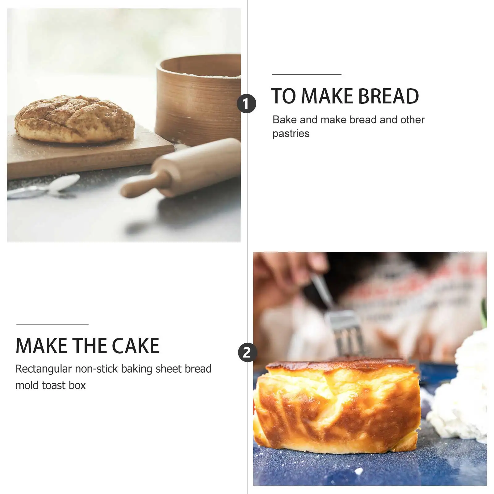 

6pcs Rectangular Cake Mold Aluminum Alloy Heat Resisting Non-Stick Baking Pan For Toast Bread Cheesecake Diy Bakeware Kitchen