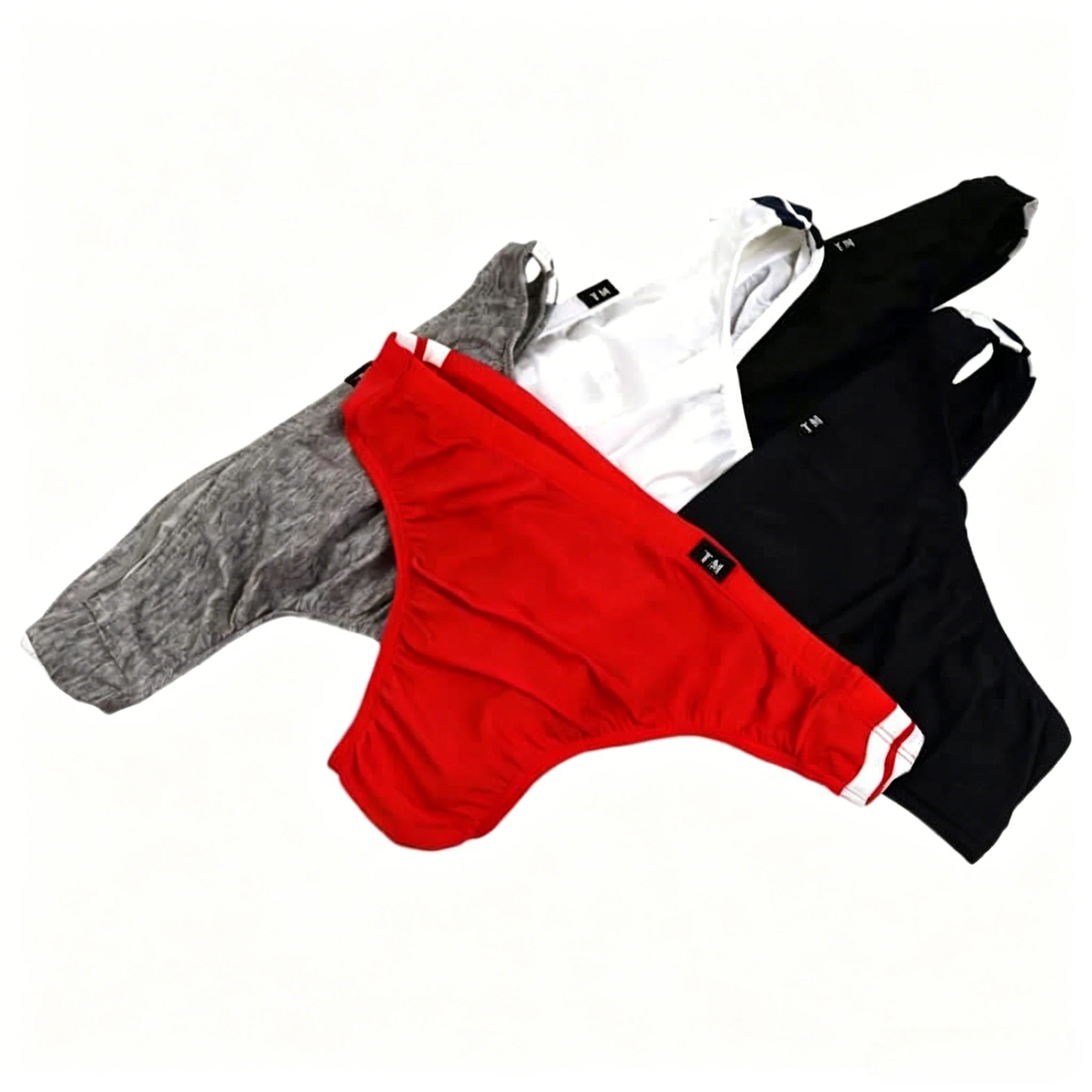 

Low Waist Cotton Bikini Briefs for Men Color Block Side Trim Elastic Breathable Daily Underwear