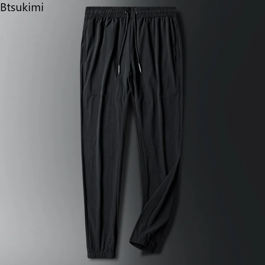 Summer Ice Silk Pants for Men Thin Style Breathable Mesh Sweatpants Quick Dry Straight Casual Trousers Male Baggy Joggers Pants
