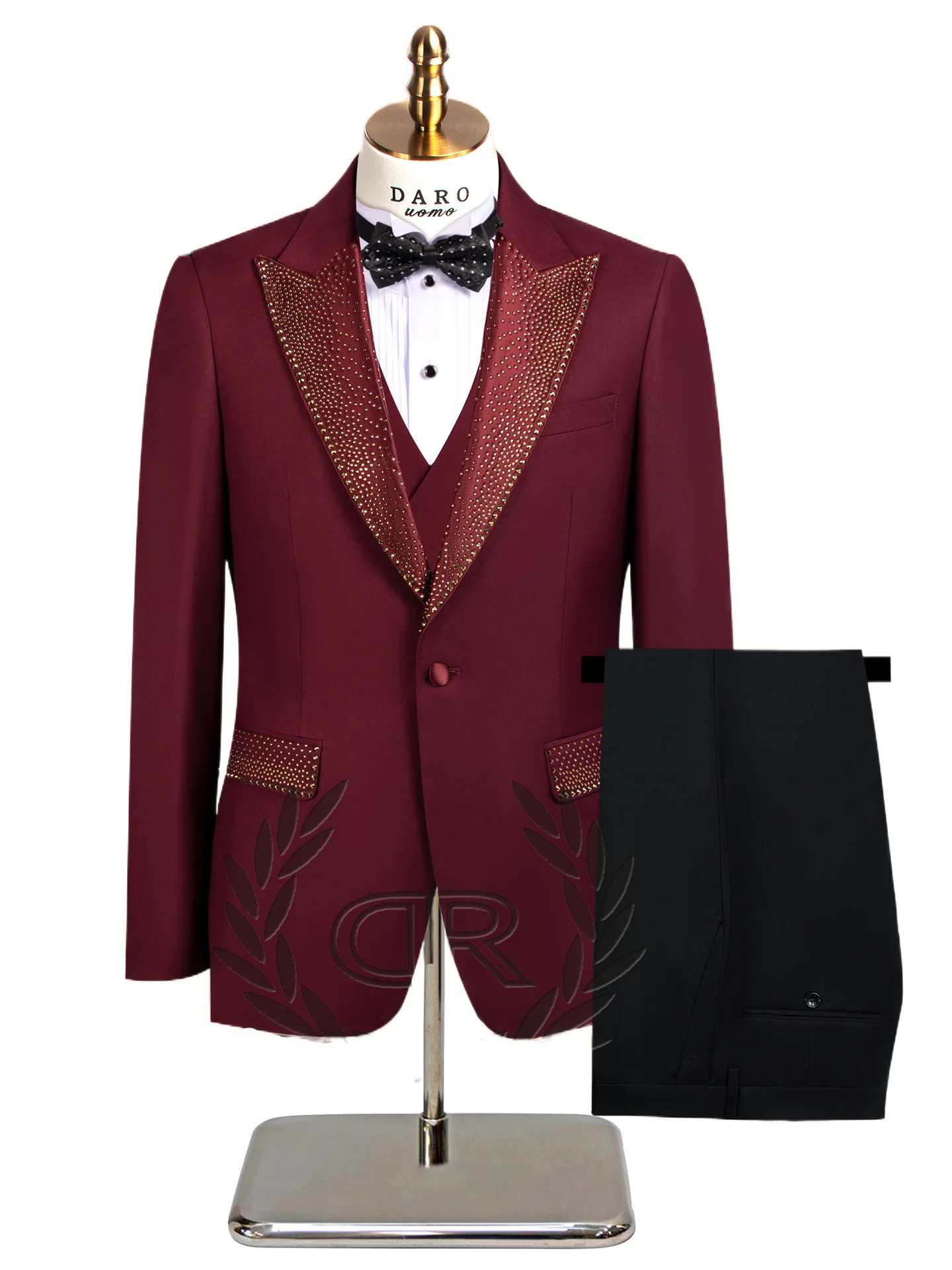 حجر الراين التلبيب 3 قطعة دعوى مجموعة (سترة + سترة + بنطلون) الأعمال الرسمية بدل غير رسمية الزفاف العريس حفلة المرحلة الرجال البدلة M-5XL #4