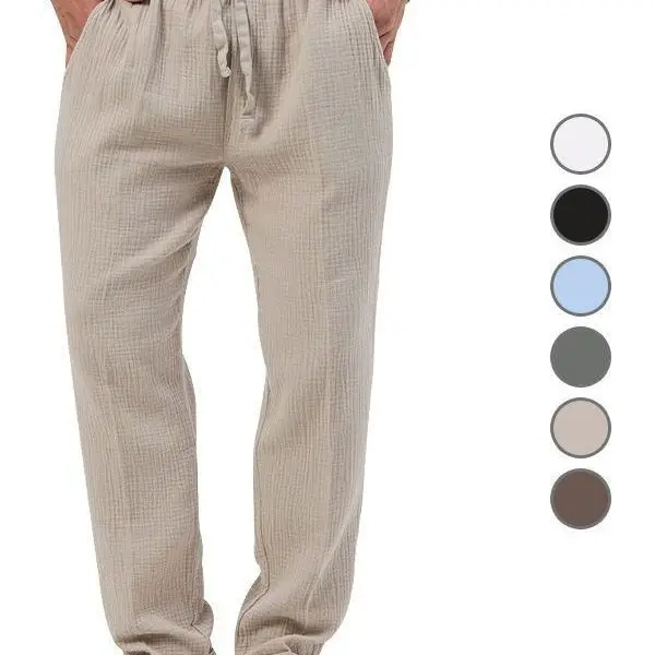 European and American Men's Seasonal New Casual Men's Pants, British Style Solid Color Loose Size Bubble Straight Leg Pants