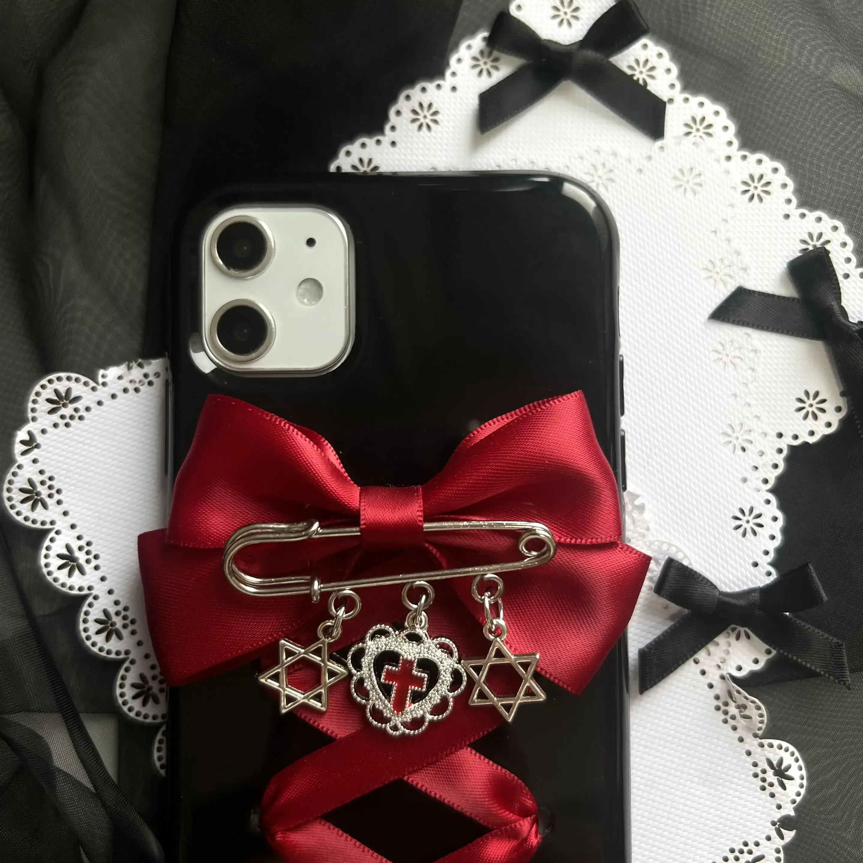 Dophee Original Lolita rojo Bowknot mujeres funda para teléfono móvil personalidad Cruz Tpu suave Apple cubre IPhone 12 13 14 15 16Promax