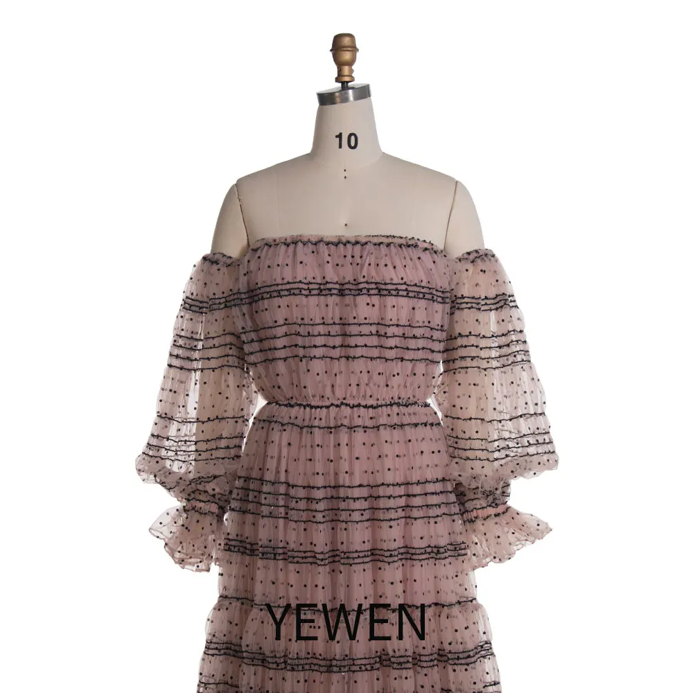 YEWEN-vestido de noche de tul con lunares para mujer, traje bohemio de talla grande, para playa y sesión de fotos