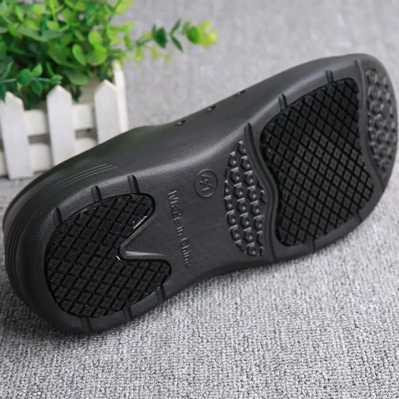 Non-Slip Chef Shoes for Both Men and Women - Lightweight and Comfortable Slip-On Wooden-Soled Shoes, Eva Upper + Waterproof/Non-Slip Rubber Sole - All-Weather Standing Work Shoes, Suitable for Kitchens, Hospitals, Restaurants, Beaches - Easy-To-Clean Non-Slip Kitchen Shoes, Specifically for Catering Service Staff view 4