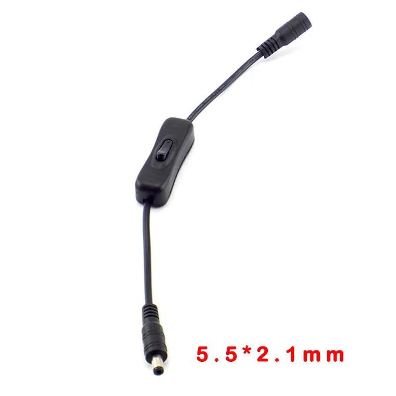 303 DC 5.5x2.1mm Male to female Power button Switch Touch On Off Connector Supply wire Cable 5V 12V for CCTV LED Strip Light