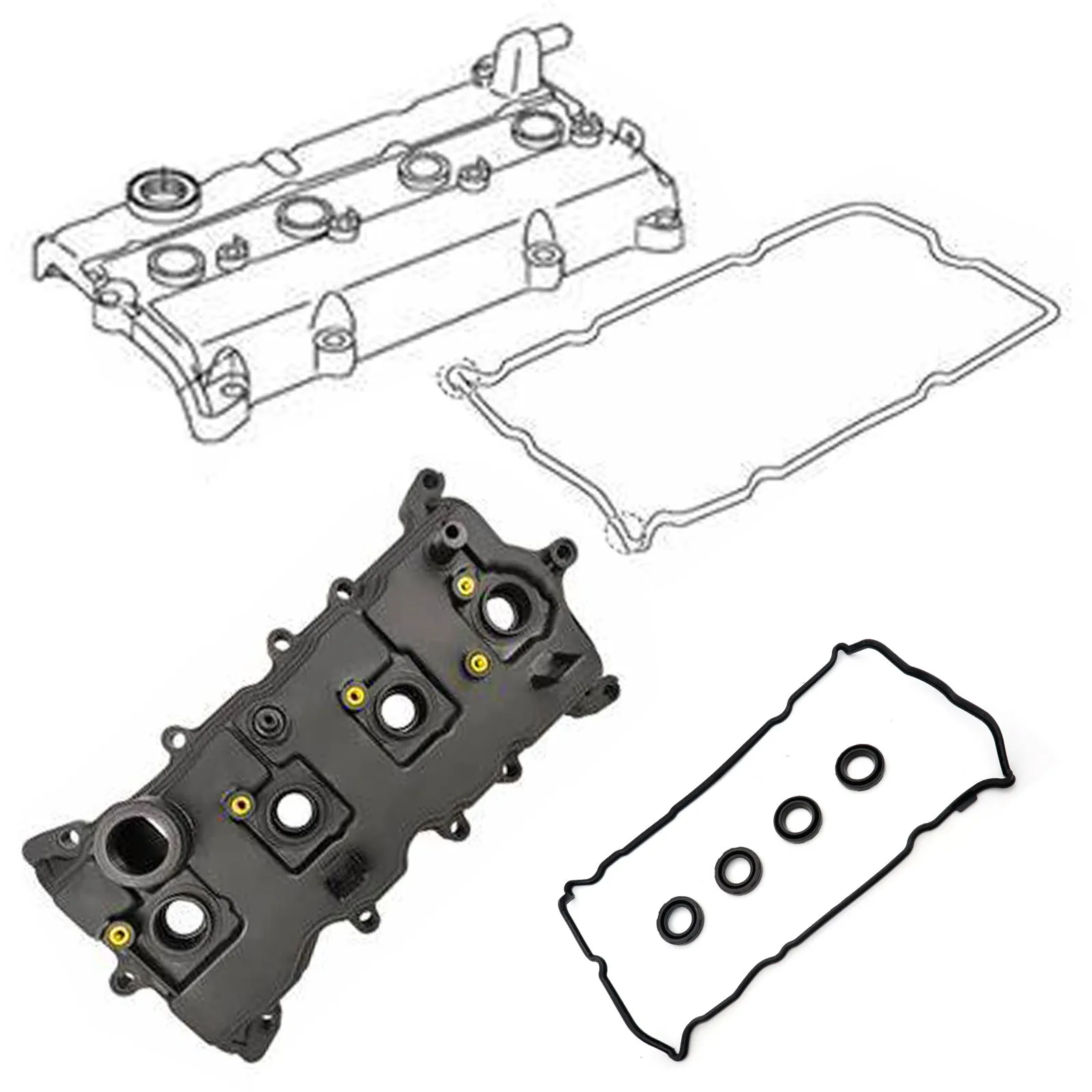 5pcs Car Engine Parts Valve Cover Gaskets Accessories For Nissan Altima Rogue Sentra 2.5L L4 2007 2008 2009 2010-2012 VS50777R