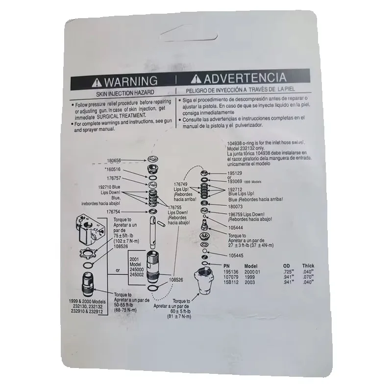 Airless Spraying Repair Kit 248213 for Airless Sprayer Pump Spare Parts GRC 1095 5900 1595 10000 MARK V High Pressure