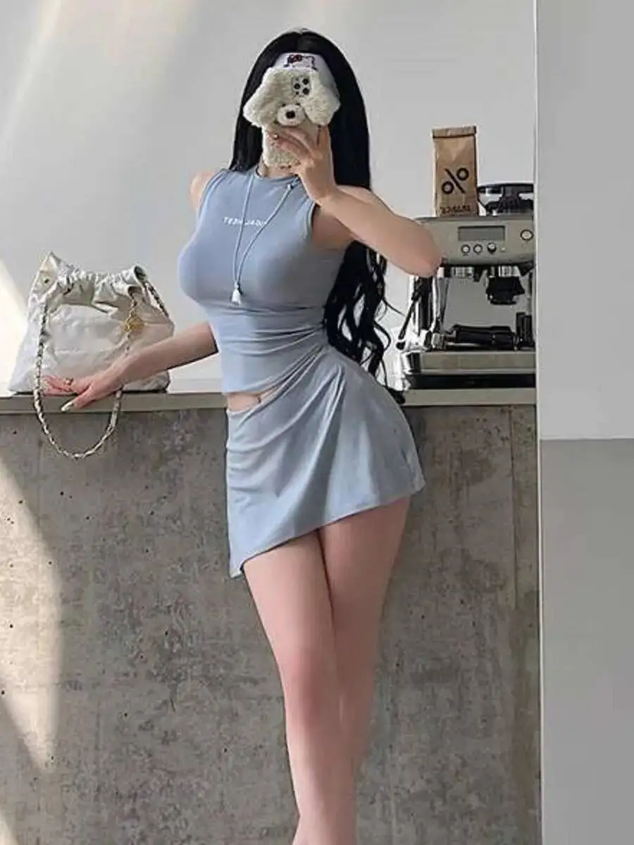 

Pure Desire Spicy Girl Style Майка без рукавов с буквенным принтом Антилегкая юбка Комплект для спорта и отдыха Модный сексуальный женский комплект 614S