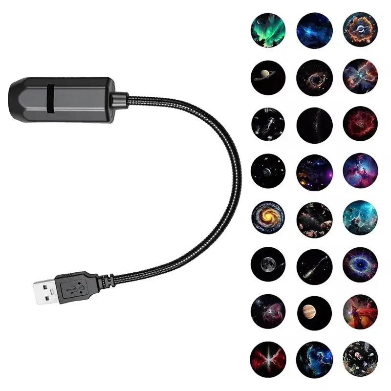 Romantic Galaxy Star Projector Lamp, Rotatable USB LED Night Light, Ambient Atmosphere Light for Home Bedroom Party Wedding Deco