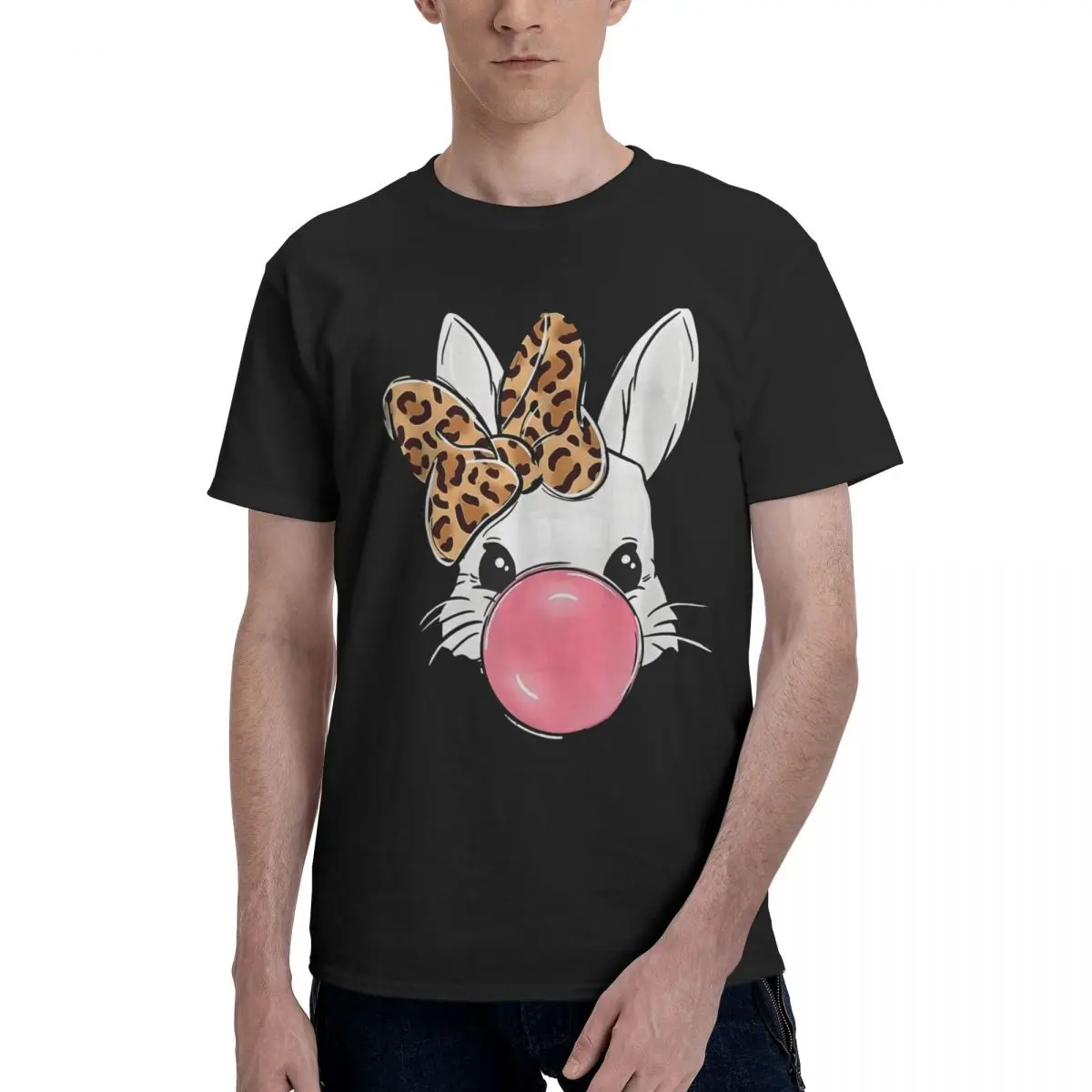 Cute Bunny Leopard Bow Bubblegum Motion Championship Unique Top tee Vintage Leisure USA Size