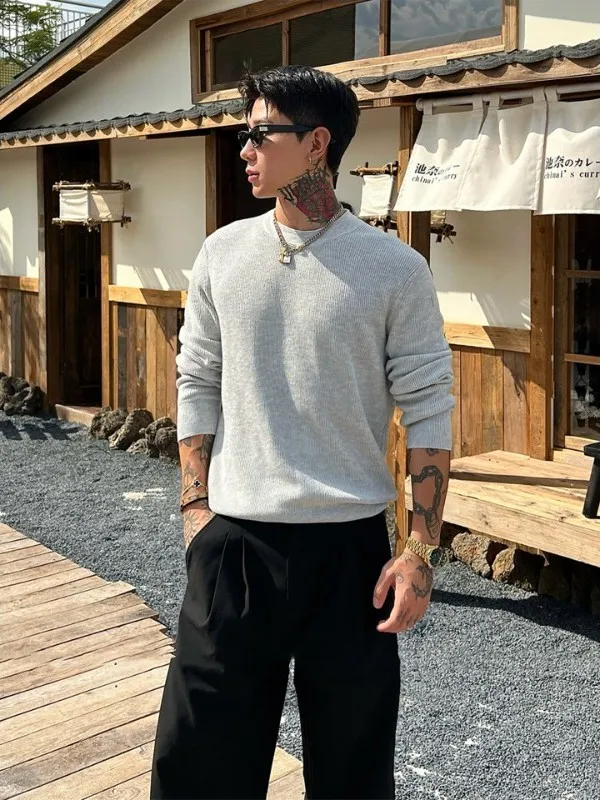 

Легкий круглый вязаный свитер Ne, мужской, осенне-зимний, свободный крой, удобный базовый слой, художественный, повседневный...