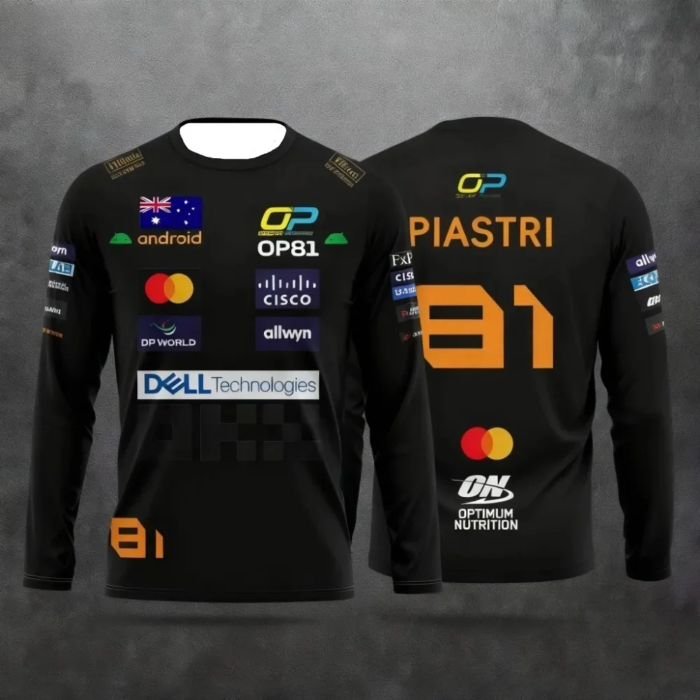 تي شيرت Lando Norris NO.4 2025 بنمط سباق جديد بأكمام طويلة، بدلة سباق رياضية شديدة ملابس رياضية بأكمام طويلة قابلة للتنفس