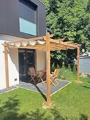 

Уличная выдвижная беседка с солнцезащитным навесом для патио, сада и пляжа с отделкой из натурального дерева