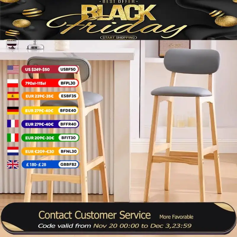 Decorative Piece Bar Chair Back Support Restaurant Backrest Counter High Bar Chair Office Ergonomic Taburete Cocina Furniture