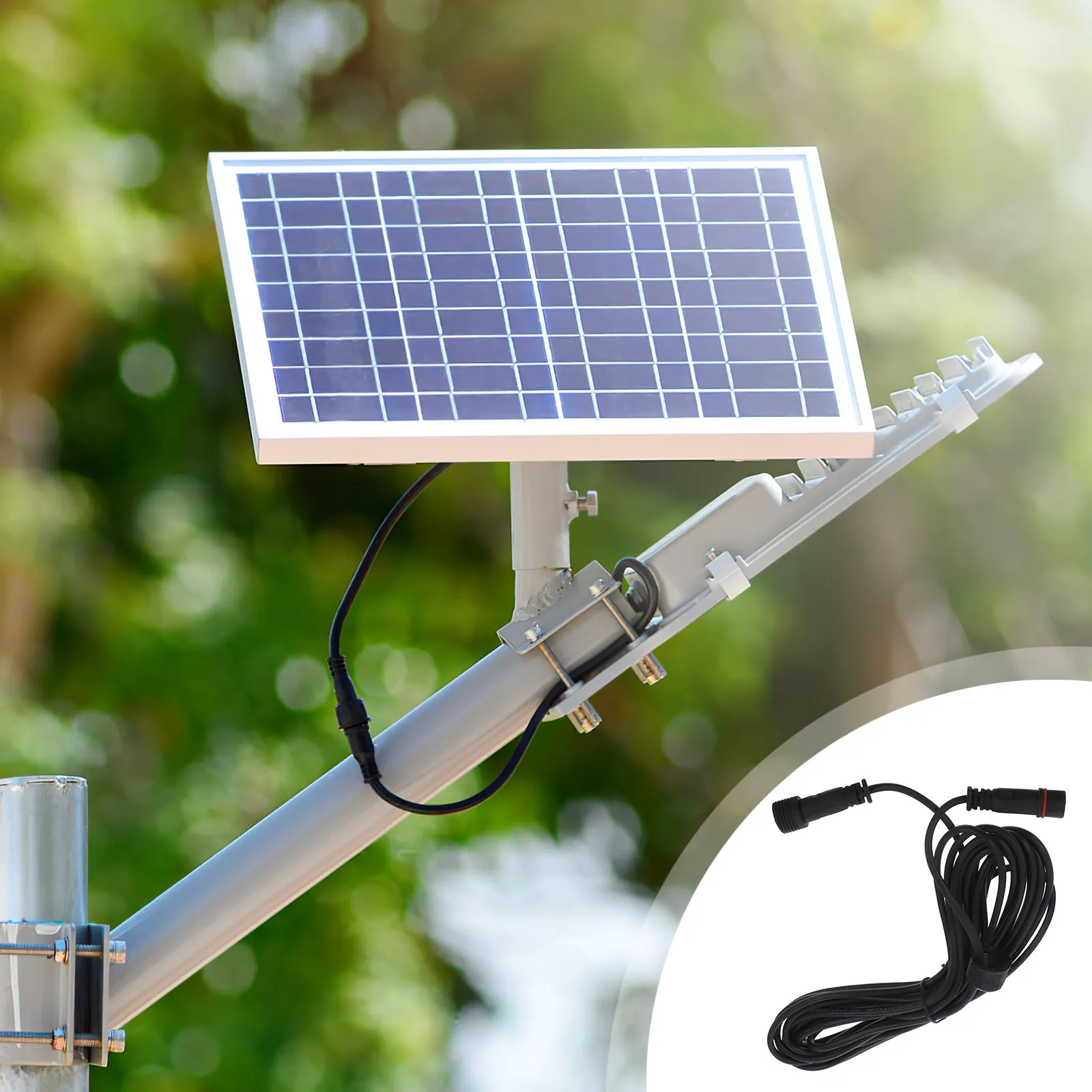 5M Solar Lamp Extension Cable Outdoor Dual-Pin Dual-Hole Waterproof Connection for Spotlight Lights Garden Deck Landscape