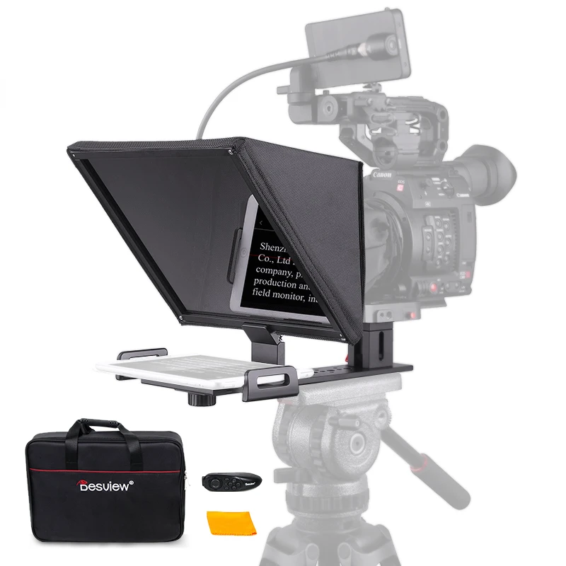 Equipamento de transmissão ao vivo portátil, T12 Teleprompter para 11 "Celular Tablet PC SLR Camera