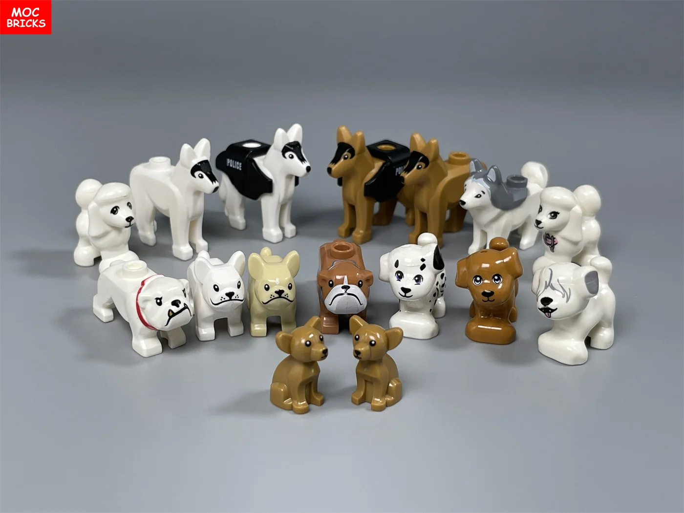 Moc Ziegel kleine Hund Serie Französisch Bulldogge Husky Pudel Zwinger montiert Bausteine Kinderspiel zeug Plastik puppe – Detail 2