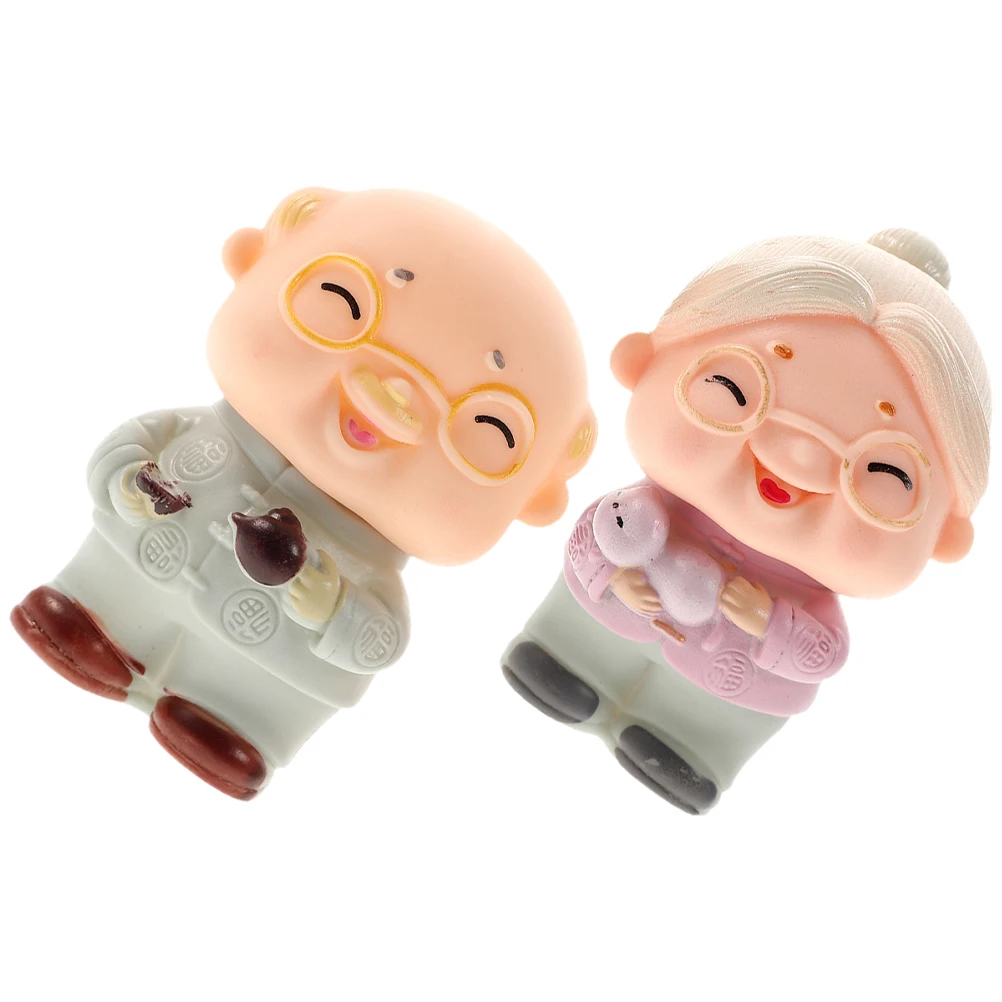 

2 Pcs Cake Decoration Elderly Couple Statue Miniature Figurines Loving Non Fading Birthday Christmas nament