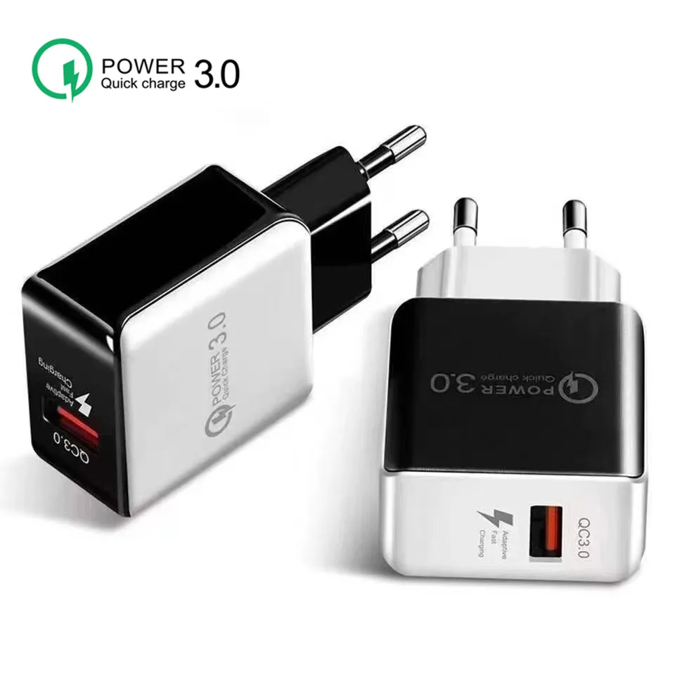 

18W 5V 3A Smart Travel Quick Charger 3.0 USB Charger Adapter Wall Portable EU/US Plug for iPhone Samsung Xiaomi Huawei Tablet