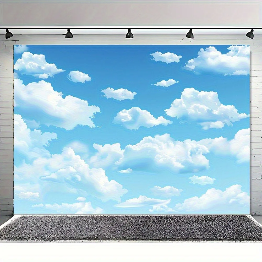 1pc Blue Sky And White Clouds Wall Hanging Peach Skin Tapestry, Polyester Tapestry, Suitable for Living Room Bedroom Office Wall